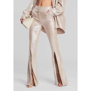 NWT $445 Retrofete Enzo Sequin Front Slit Flare Pants Sz XL Party Cocktail Glam
